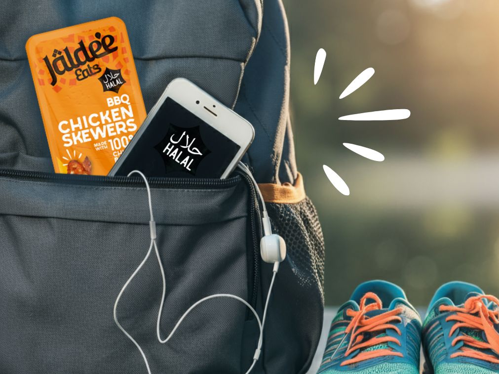 Jaldee Eats Chicken Skewers In Rucksack With Earphones And Trainers